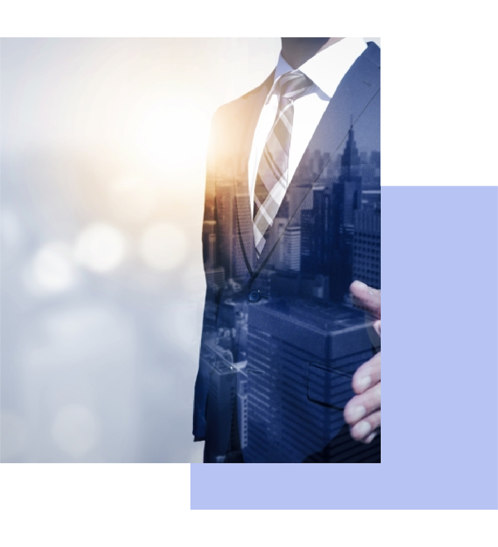 サラリーマンとオフィス街の画像